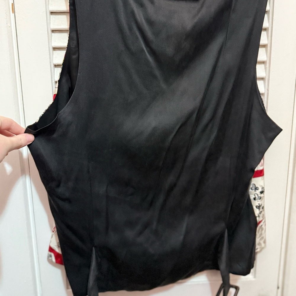 1992 Vintage Nicole Miller Silk Button Up Card Vest - Picture 4 of 9